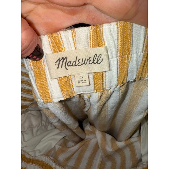 Madewell Tapered Huston Pull-On Crop Pants in Stripe yellow size large - Picture 8 of 9